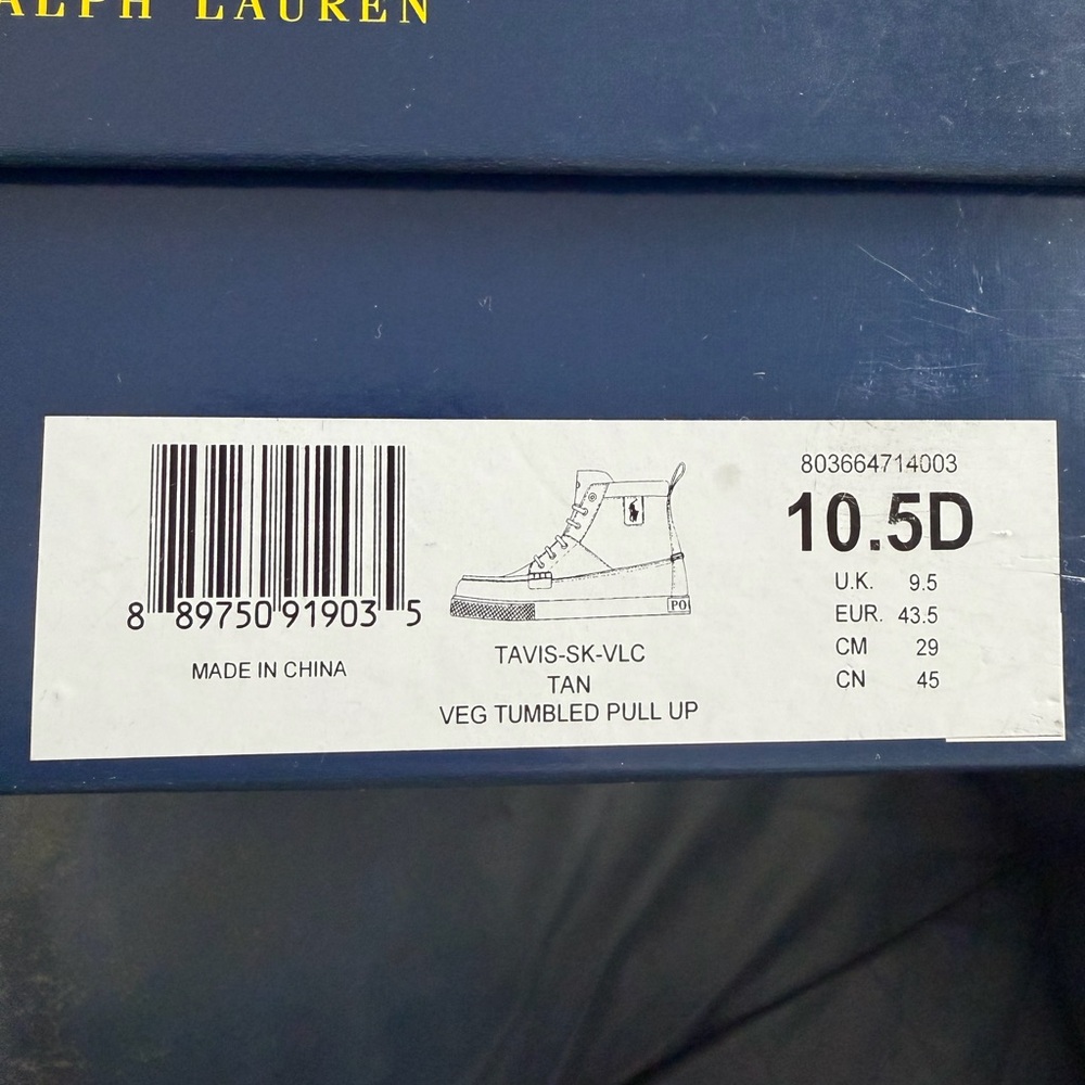 Polo Ralph Lauren Travis Leather High Top Sneakers Brown Size 10.5D New - Picture 5 of 7